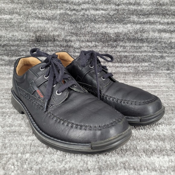 Ecco Fusion Mens Black Leather Lace Up Moc Toe Shoes Size 43 US 9 - Picture 1 of 10
